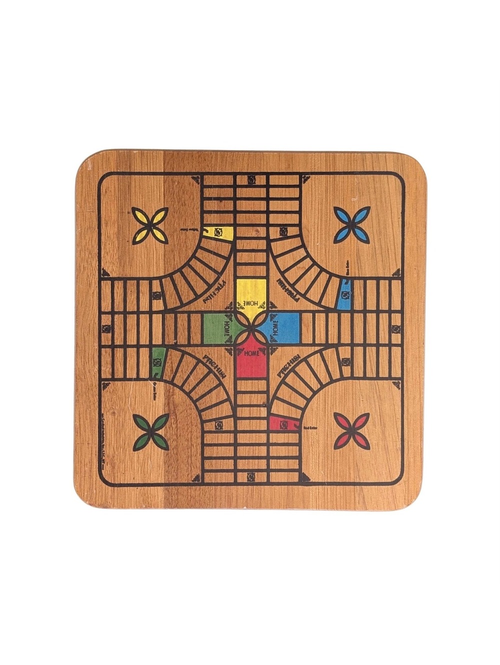 Vintage Hardwood Parcheesi & Backgammon Game Board
